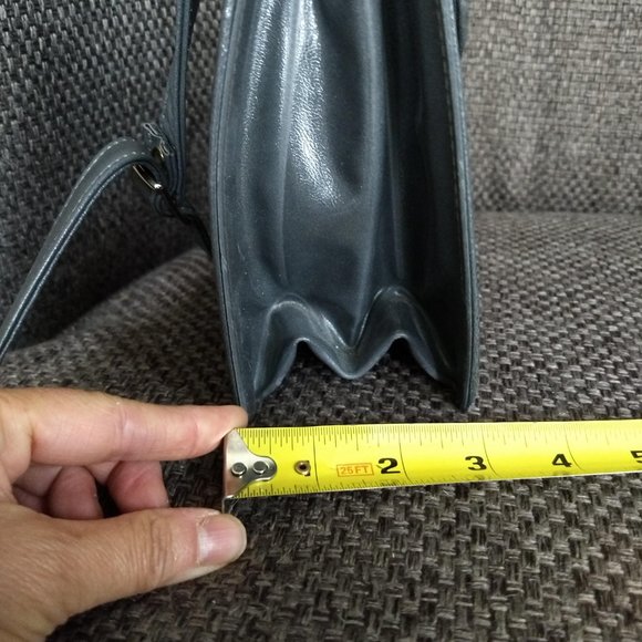 vintage 80s NWOT grey leather shoulder bag - Picture 6 of 14